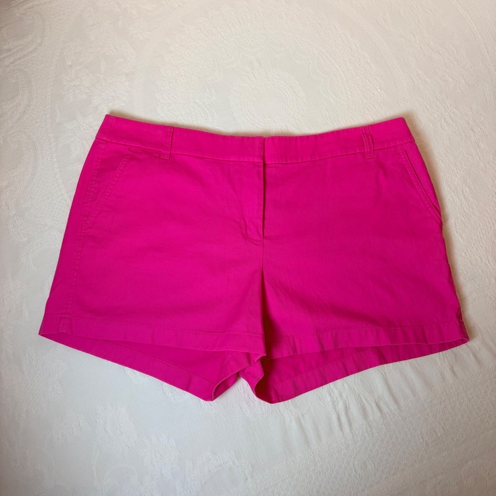 J.Crew Women Neon Pink 3.5" Chino Shorts Size 16 H5616 Re-Imagined Cotton